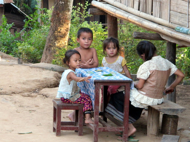 Dining in a Khmu village in Laos