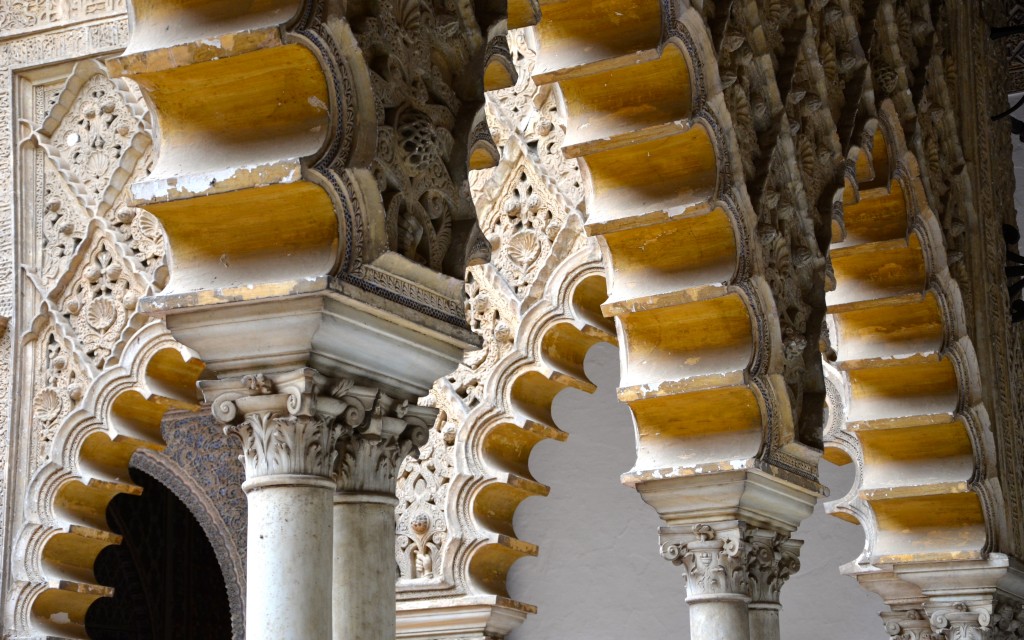 Moorish Arches at the Alcazar Palace in Seville, Spain