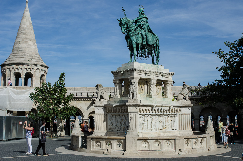 Castle Hill Monument in Budapest in honor St. Stephen, the first king of Hungary