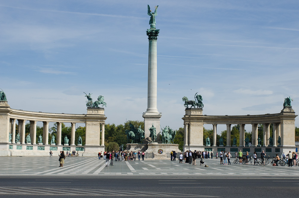 Heroes' Square at the culmination of Andrassy Boulevard Budapest Hungary