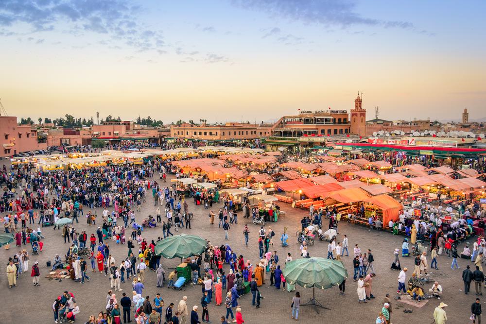 Jemaa El-Fna Square at the heart of the Medina Marrakesh Morocco