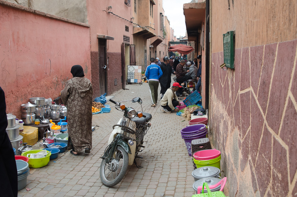 Average residential street in the Medina. Marrakesh Morocco